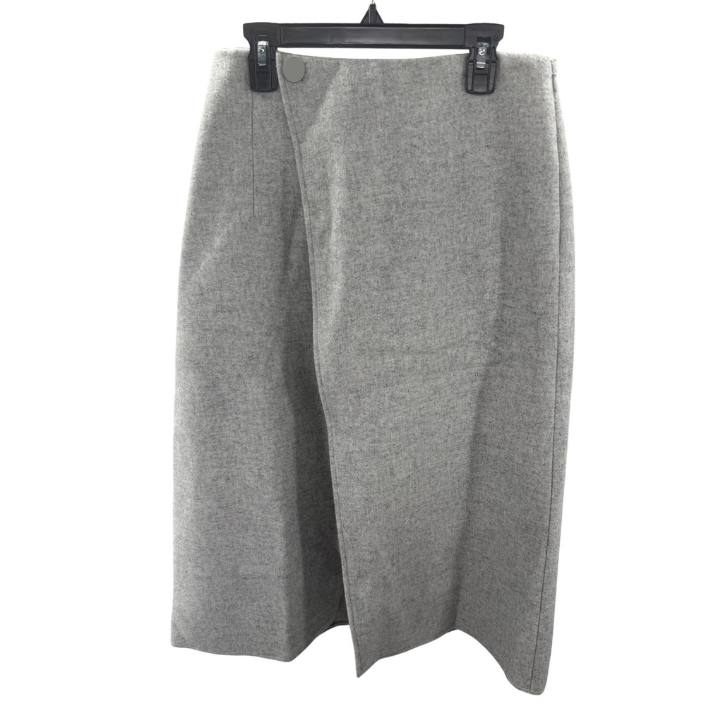 Club Monaco Women Grey Wool Wrap Midi Skirt Size 2 NEW MSRP 179